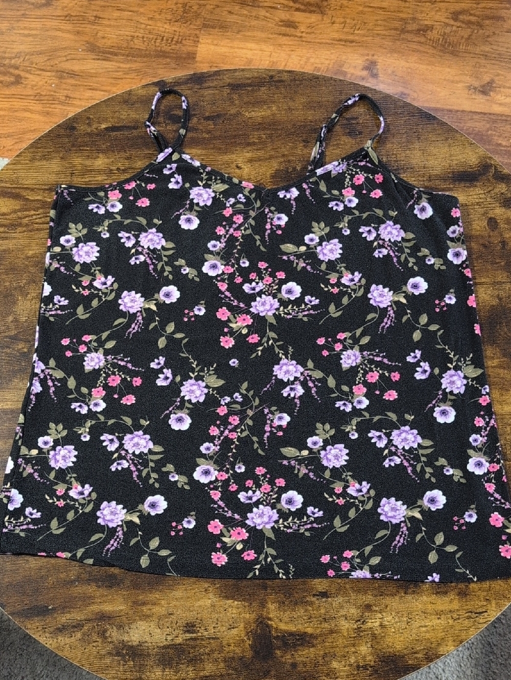 💜2/$20💜 Women's Plus Size Black Floral Tank Adjustable Straps